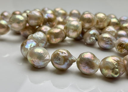 13-16 mm AAA Rare Jumbo Natural Champagne Seaweed Pink Color Baroque Freshwater Pearl Beads Genuine Color Large Baroque Pearls #P1954
