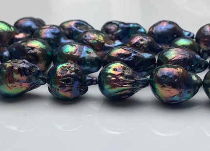 13x17-16x22 mm AA Jumbo Rainbow Peacock Color TearDrop Shape Baroque Pearl Beads Genuine High Luster Peacock Freshwater Baroque Pearls #1483