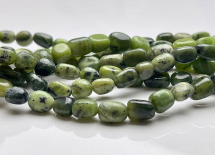 6-7x9-10mm Or 7-8x10-12mm Natural Multi Green Canadian Nephrite Jade Gemstone Nugget Beads Genuine Green Jade Nugget Gemstone Beads #3878