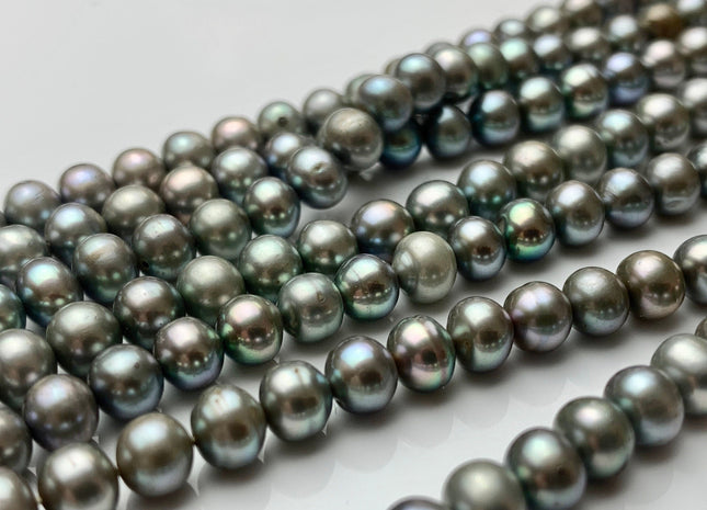 4mm 5mm AAA Sage Green Color Off Round Freshwater Pearl Beads High Luster Grayish Green Color Genuine Freshwater Pearls 85 Pieces #P1405