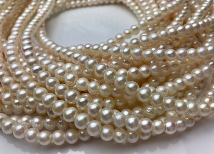 5-6 mm AAA White Potato Freshwater Pearl Beads 1.8 mm Hole Large Hole Half Strand White Pearls #19