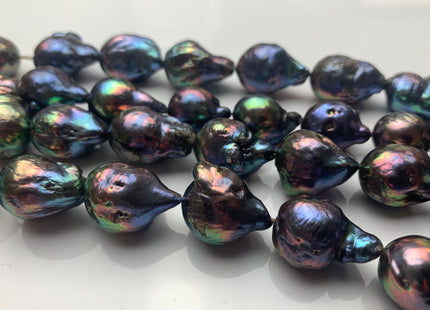 13x17-16x22 mm AA Jumbo Rainbow Peacock Color TearDrop Shape Baroque Pearl Beads Genuine High Luster Peacock Freshwater Baroque Pearls #1483