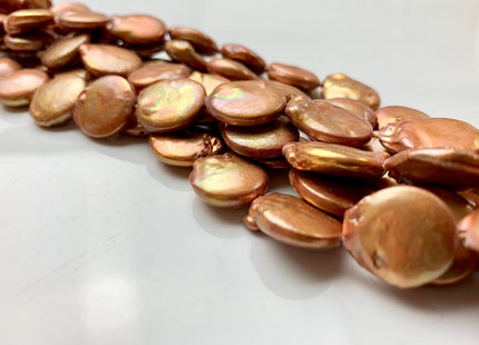 15 mm Orange champagne Color Coin Freshwater Pearl Genuine Cultured Coin Pearls High Luster Coin Pearl Beads #1240