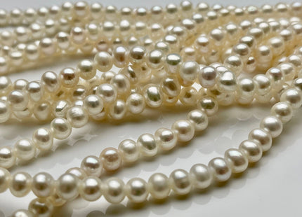 5-6 mm AAA White Potato Freshwater Pearl Beads 1.8 mm Hole Large Hole Half Strand White Pearls #19