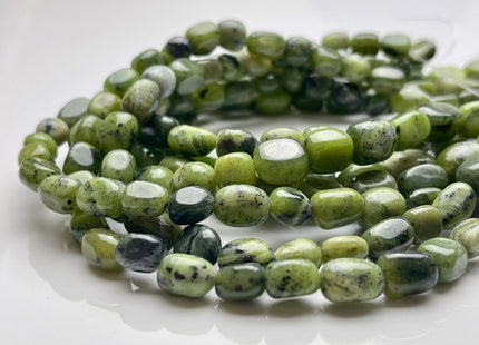 6-7x9-10mm Or 7-8x10-12mm Natural Multi Green Canadian Nephrite Jade Gemstone Nugget Beads Genuine Green Jade Nugget Gemstone Beads #3878