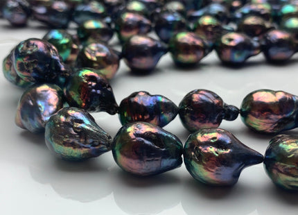 13x17-16x22 mm AA Jumbo Rainbow Peacock Color TearDrop Shape Baroque Pearl Beads Genuine High Luster Peacock Freshwater Baroque Pearls #1483