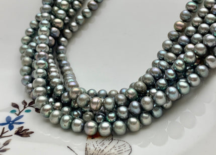 4mm 5mm AAA Sage Green Color Off Round Freshwater Pearl Beads High Luster Grayish Green Color Genuine Freshwater Pearls 85 Pieces #P1405