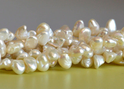 7-8 mm AA Natural White Keshi Freshwater Pearl Nugget Drop Top Drilled, Dancing Keshi Genuine Pearl Beads #111