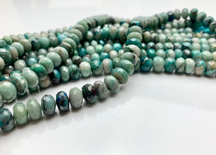 7mm 8mm 9mm AAA Top Quality 100% Natural Faceted Rondelle Chrysocolla Gemstone Beads Genuine Chrysocolla Loose Beads 8 Inches Strand #2516