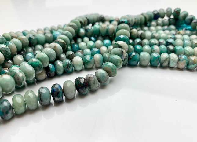 7mm 8mm 9mm AAA Top Quality 100% Natural Faceted Rondelle Chrysocolla Gemstone Beads Genuine Chrysocolla Loose Beads 8 Inches Strand #2516