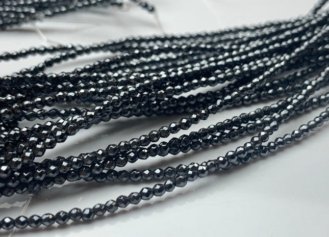 2 mm 3 mm Hematite Pyrite Beads Faceted Round Shape Polished Tiny Beads 15.5 Inches #3048