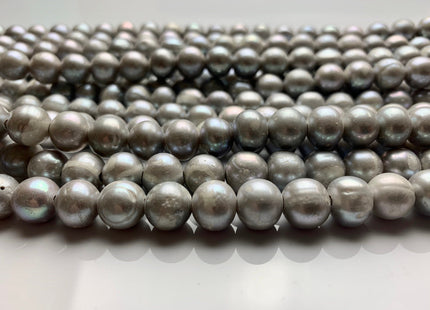 10-11 mm B Grade Large Hole Grey Freshwater Pearls, Grey Freshwater Potato Pearls, Hole Size 2.0 mm #1314