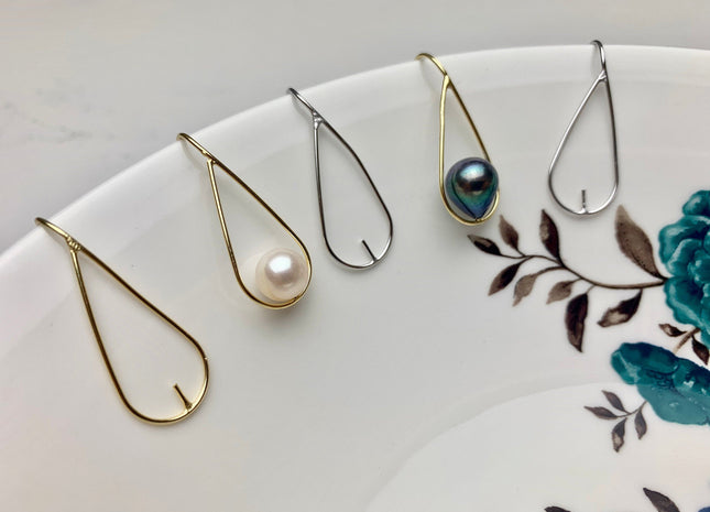 One Pair 925 Sterling Silver Or Gold Simple Hook Earring Setting 925 Sterling Silver Earring Hook Findings For Half Drilled Pearls #10348-P