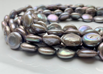 14-15 mm AA Lavender Gray Color Flat Coin Freshwater Pearl Beads Genuine High Luster Gray Freshwater Coin Pearls #1898