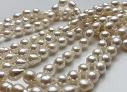 7-7.5x8.5mm AAA Natural White High Luster Edison Baroque Freshwater Pearl Beads Genuine TearDrop Shape Baroque White Pearl 48 Pieces #P1457