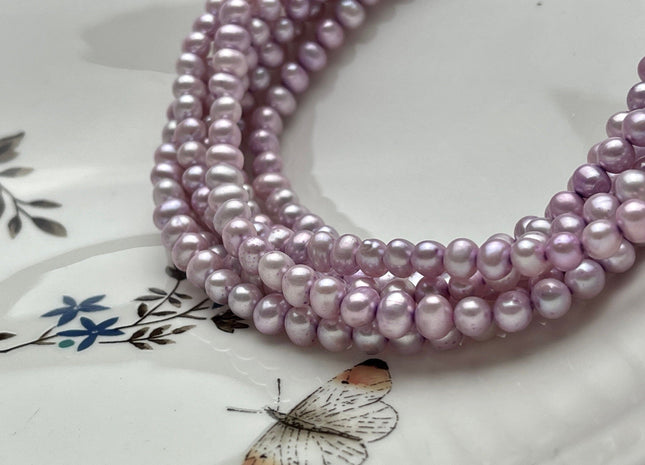 5-6 mm Rare Lilac Color Potato Freshwater Pearl Beads Genuine High Luster Lavender Color Freshwater Potato Pearls #1536