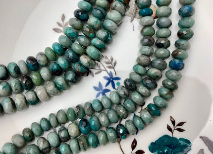 7mm 8mm 9mm AAA Top Quality 100% Natural Faceted Rondelle Chrysocolla Gemstone Beads Genuine Chrysocolla Loose Beads 8 Inches Strand #2516
