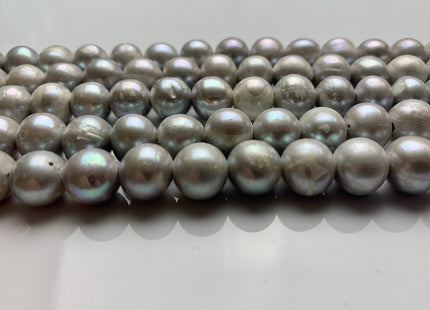 10-11 mm B Grade Large Hole Grey Freshwater Pearls, Grey Freshwater Potato Pearls, Hole Size 2.0 mm #1314