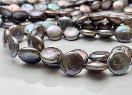 14-15 mm AA Lavender Gray Color Flat Coin Freshwater Pearl Beads Genuine High Luster Gray Freshwater Coin Pearls #1898