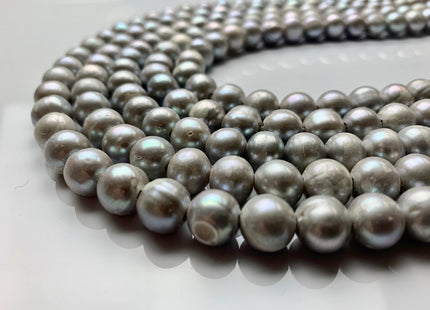 10-11 mm B Grade Large Hole Grey Freshwater Pearls, Grey Freshwater Potato Pearls, Hole Size 2.0 mm #1314