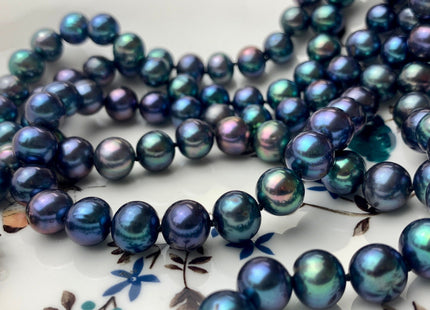 18/20/22/24/26/28 Inches Hand Knotted 10mm AAA Peacock Color Freshwater Pearl Necklace High Luster Pearl Necklace With Silver Clasp #P1106