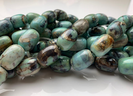 13x17 mm Natural Color Smooth Barrel Shape Dragon Skin Agate Gemstone Beads Natural Blue Green Color Agate Gemstone Beads. #2254