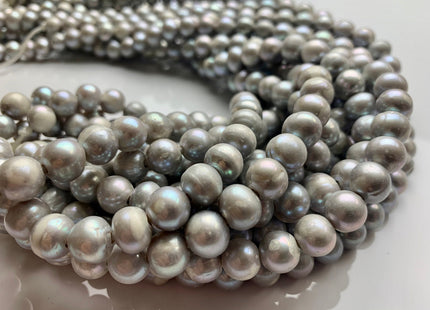 10-11 mm B Grade Large Hole Grey Freshwater Pearls, Grey Freshwater Potato Pearls, Hole Size 2.0 mm #1314