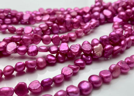 7 mm Fuchsia Purple Pink Color Freshwater Pearl Potato Nugget Beads Genuine Cultured Freshwater Pearls Genuine Natural Nugget Pearls #P1265
