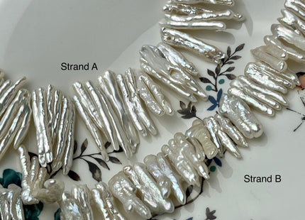 4 Inch AA Natural White Very Rare Double Chicken Feet Shape Genuine Freshwater Pearl Beads High Luster Top Drilled Biwa Pearl Beads #P2222