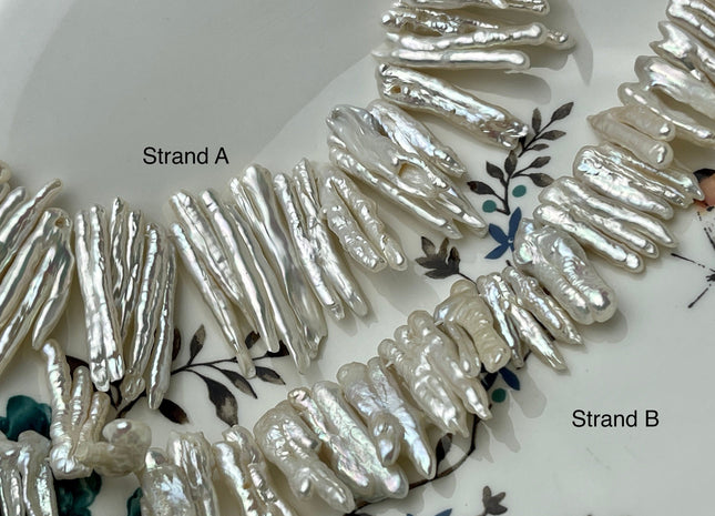 4 Inch AA Natural White Very Rare Double Chicken Feet Shape Genuine Freshwater Pearl Beads High Luster Top Drilled Biwa Pearl Beads #P2222