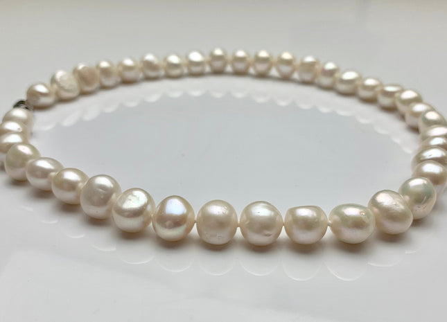 17.5/20/22/24 Inches Hand Knotted 11 mm AAA Freshwater Nugget Potato Pearl Necklace Natural White Pearl Necklace With Silver Clasp #1534