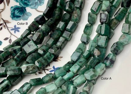 7-10x10-18mm 100% All Natural Emerald Gemstone Beads Faceted Nugget Shape Genuine Quality Irregular Emerald Gemstone Bead 8 Inches #3709