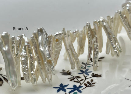 4 Inch AA Natural White Very Rare Double Chicken Feet Shape Genuine Freshwater Pearl Beads High Luster Top Drilled Biwa Pearl Beads #P2222