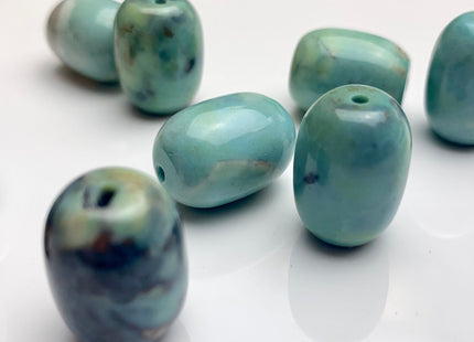 13x17 mm Natural Color Smooth Barrel Shape Dragon Skin Agate Gemstone Beads Natural Blue Green Color Agate Gemstone Beads. #2254