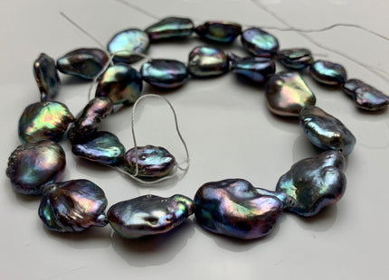 12x20-16x22 mm AAA Rainbow Peacock Keishi Freshwater Pearl Beads Irregular Shape Peacock Limited Edition Flat Oval Keishi Pearls #388