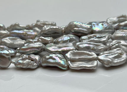 10-15x18-20 mm Gray Color Biwa Stick Freshwater Pearls Beads Cultured Biwa Freshwater Pearls Natural Irregular Biwa Stick Pearls #P2049