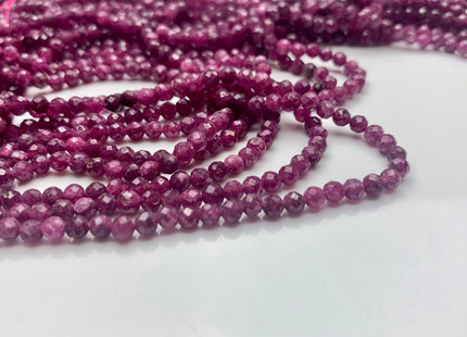 2mm 3mm 4mm AAA Micro Faceted Round Red Ruby Gemstone Beads Quality Faceted Ruby Gemstone Loose Beads #2325