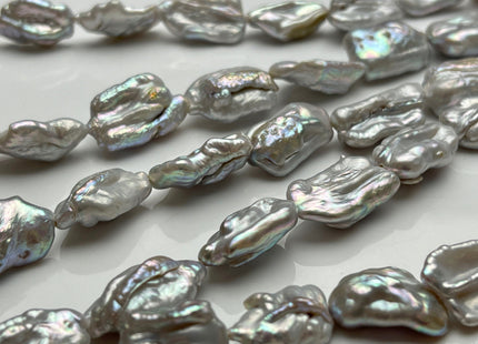 10-15x18-20 mm Gray Color Biwa Stick Freshwater Pearls Beads Cultured Biwa Freshwater Pearls Natural Irregular Biwa Stick Pearls #P2049