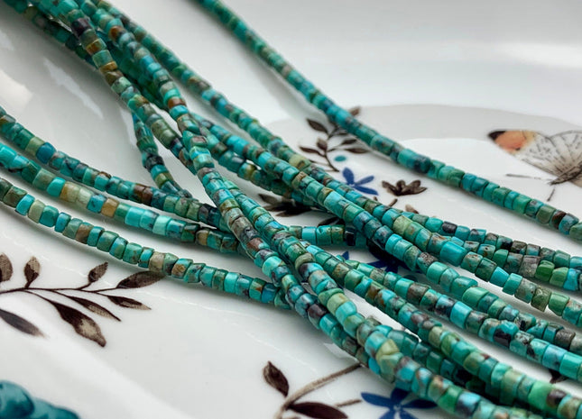 3 mm 100% All Natural Turquoise Heishi Rondelle Shape Genuine Rare Natural Color Turquoise Gemstones Loose Beads 15.5 Inches Strand #2973