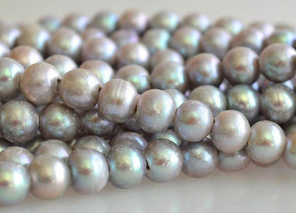 9-10 mm Large Hole Silver Gray Potato Freshwater Pearl Beads, Hole Size 2mm, Large Hole Genuine Pearls, Large Hole Pearls #2
