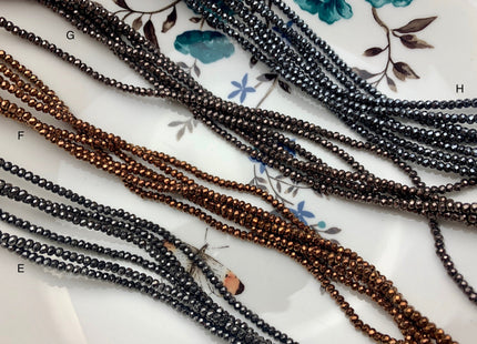 3mm Hematite Pyrite Beads Silver Gold Rhodium Color Faceted Rondelle Shape Polished Beads 16 Inches #2259