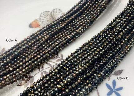 2mm Micro Faceted Round Dark Brown Spinal Beads Genuine Dark Brown Color Spinal Gemstone Beads 15.5 Inches Strand #3787