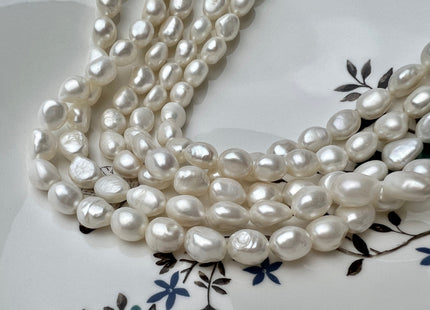 8x10 mm AAA Natural White High Luster Rice Nugget Freshwater Pearl Beads Top Quality White Freshwater Nugget Pearls #1795