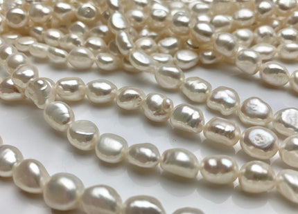 8x10 mm AAA Natural White High Luster Rice Nugget Freshwater Pearl Beads Top Quality White Freshwater Nugget Pearls #1795