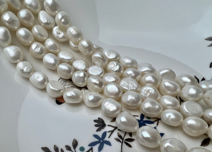 8x10 mm AAA Natural White High Luster Rice Nugget Freshwater Pearl Beads Top Quality White Freshwater Nugget Pearls #1795