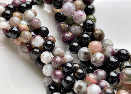 8mm 10mm AAA Smooth Round Watermelon Tourmaline Gemstone Beads genuine High Quality Turmaline Beads 15.5 Inches Strand #3836