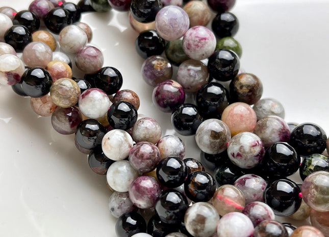 8mm 10mm AAA Smooth Round Watermelon Tourmaline Gemstone Beads genuine High Quality Turmaline Beads 15.5 Inches Strand #3836
