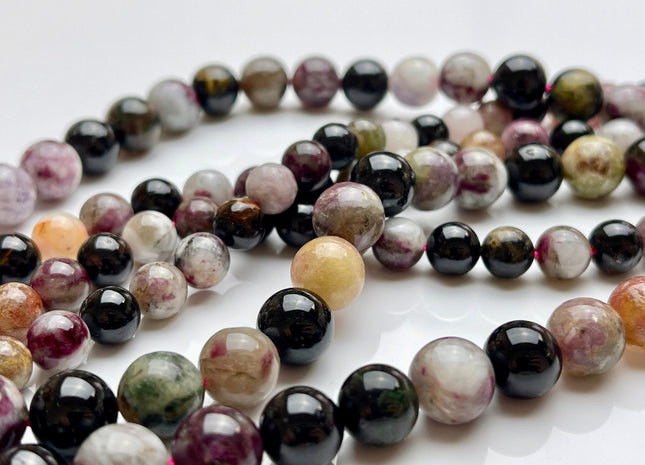 8mm 10mm AAA Smooth Round Watermelon Tourmaline Gemstone Beads genuine High Quality Turmaline Beads 15.5 Inches Strand #3836