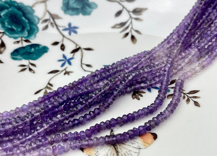 4 mm Natural Shaded Amethyst Gemstone Beads Faceted Rondelle Shape Genuine Purple Amethyst Tiny Gemstone Bead 13 Inches Strand #4155