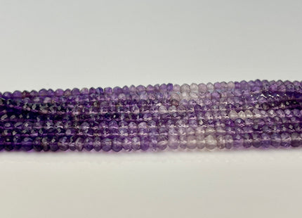 4 mm Natural Shaded Amethyst Gemstone Beads Faceted Rondelle Shape Genuine Purple Amethyst Tiny Gemstone Bead 13 Inches Strand #4155